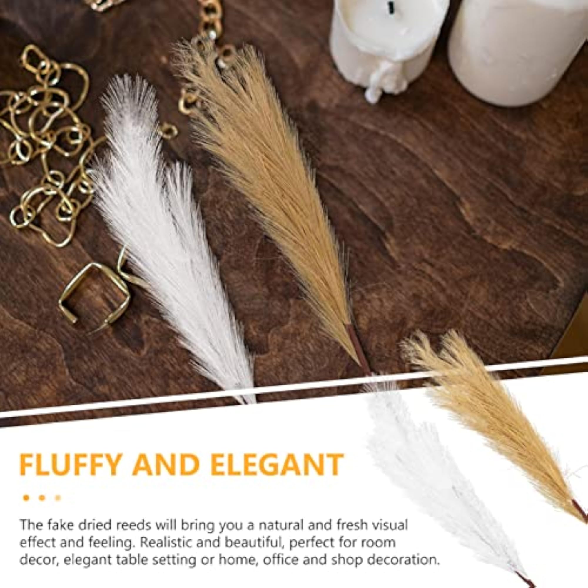 6Pcs Artificial Reeds Stem Pampas Grass for Wedding Decor